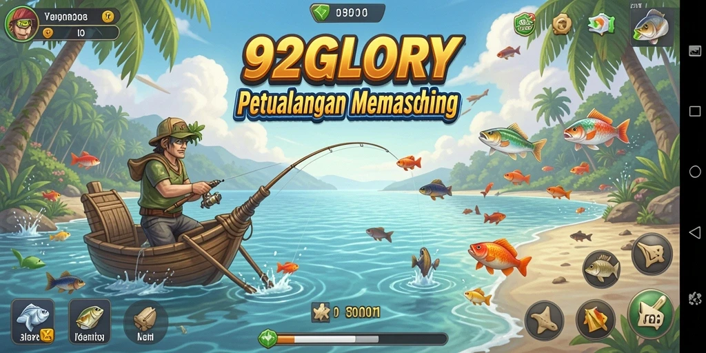Gameplay seru 92GLORY dengan berbagai tantangan memancing.