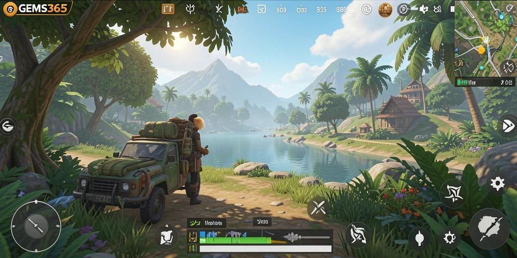 Tampilan gameplay GEMS365 yang menakjubkan dalam dunia terbuka.