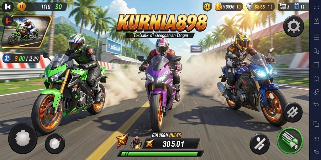Screenshot KURNIA898 menunjukkan aksi seru balapan motor.