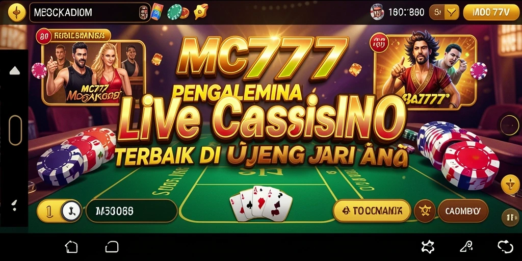 Screenshot gameplay Live Casino MC777 menampilkan dealer langsung dan aksi permainan.