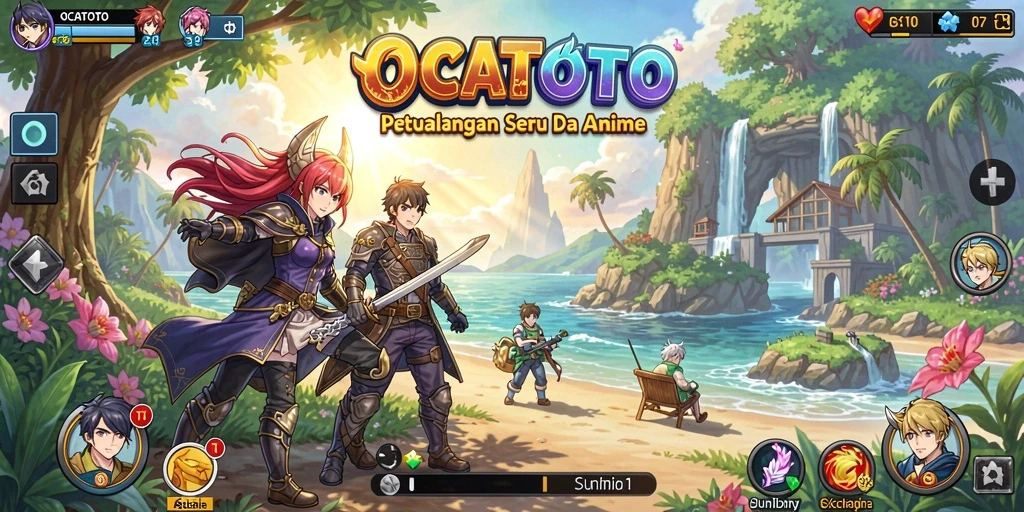 Screenshot gameplay OCATOTO menunjukkan aksi karakter Anime yang dinamis dan menghibur.