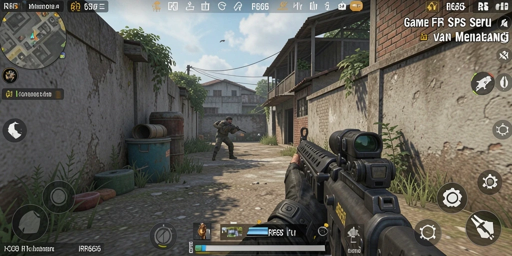 Screenshot gameplay RR666 menampilkan aksi tembak-menembak yang intens.