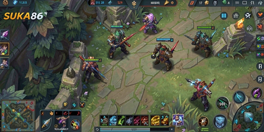 Screenshot gameplay SUKA86 menampilkan karakter hero yang beraksi dalam pertarungan.