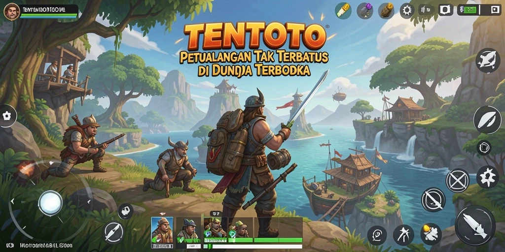 Screenshot gameplay TENTOTO menampilkan dunia terbuka yang luas dan interaktif.